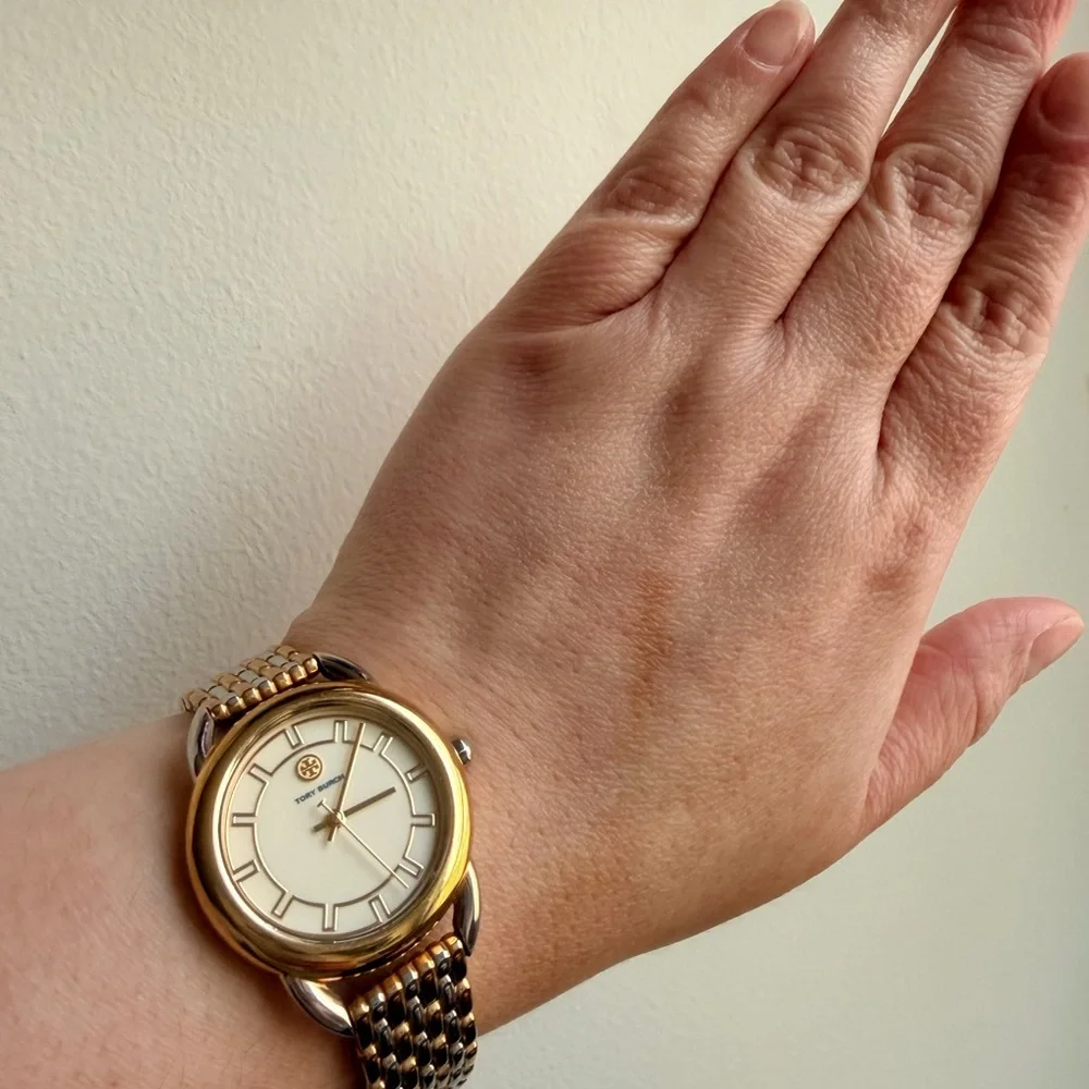 Tory Burch Two-Tone Gold and Silver Round Dial Watch